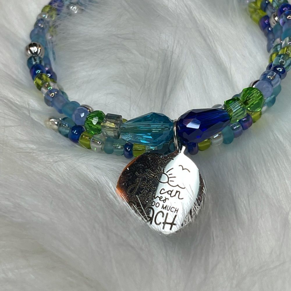 Handmade blue and green beach beaded bracelet‎